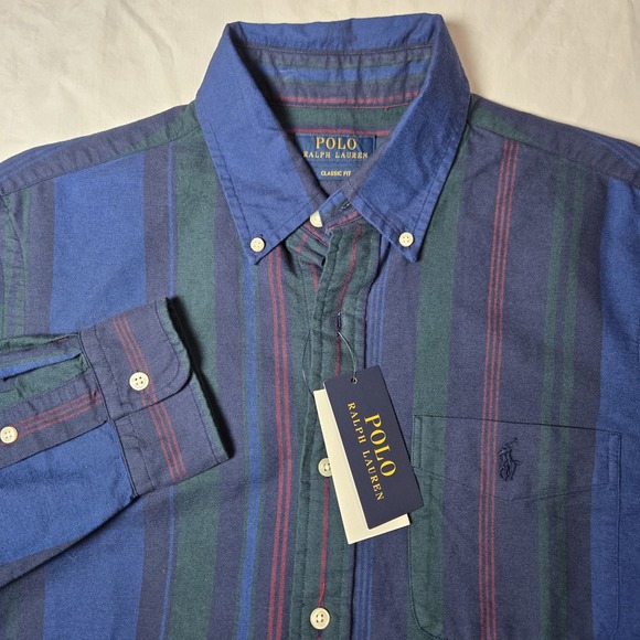Polo Ralph Lauren Shirt Button Down Long Sleeve Classic Fit Stripe Medium NWT